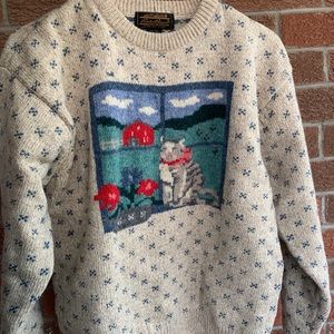 Vintage Eddie Bauer wool cat sweater